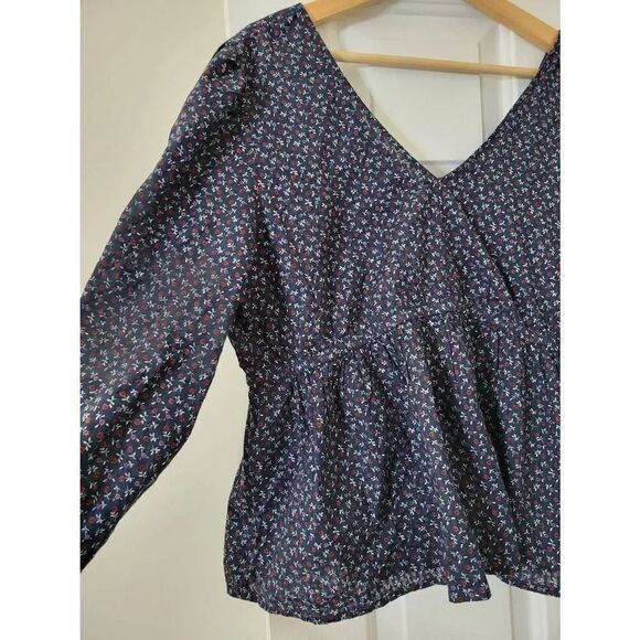 Madewell Tie-Back Peplum Top in Campden Daisies XL NWT $88 - Picture 6 of 9